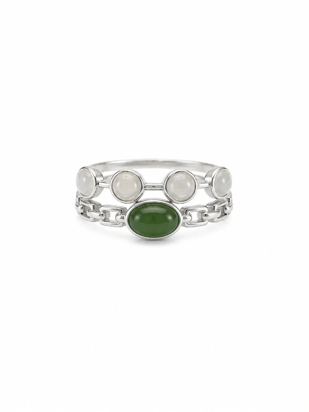 Jade Double Layer Ring (S925) R89